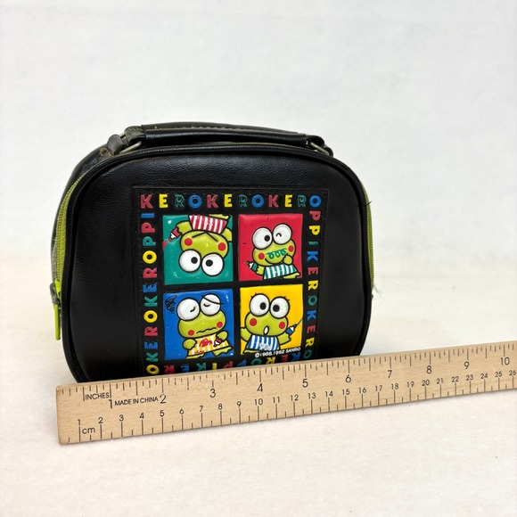 Rare VTG Sanrio Kerokero Keroppi Vintage Black Cosmetic Zipper Bag Pouch Kawaii - Picture 4 of 9